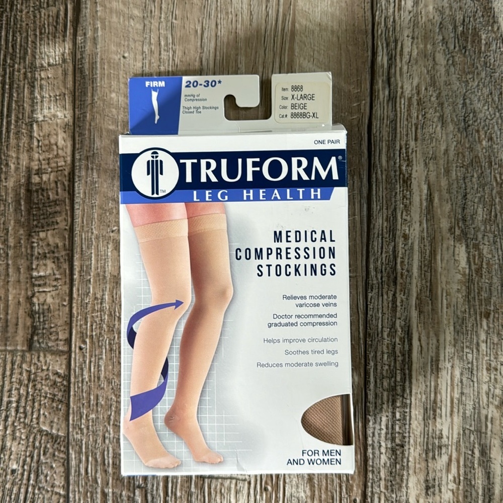 TRUFORM LEG HEALTH MEDICAL
COMPRESSION STOCKINGS MEN-WOMEN X-LARGE BEIGE